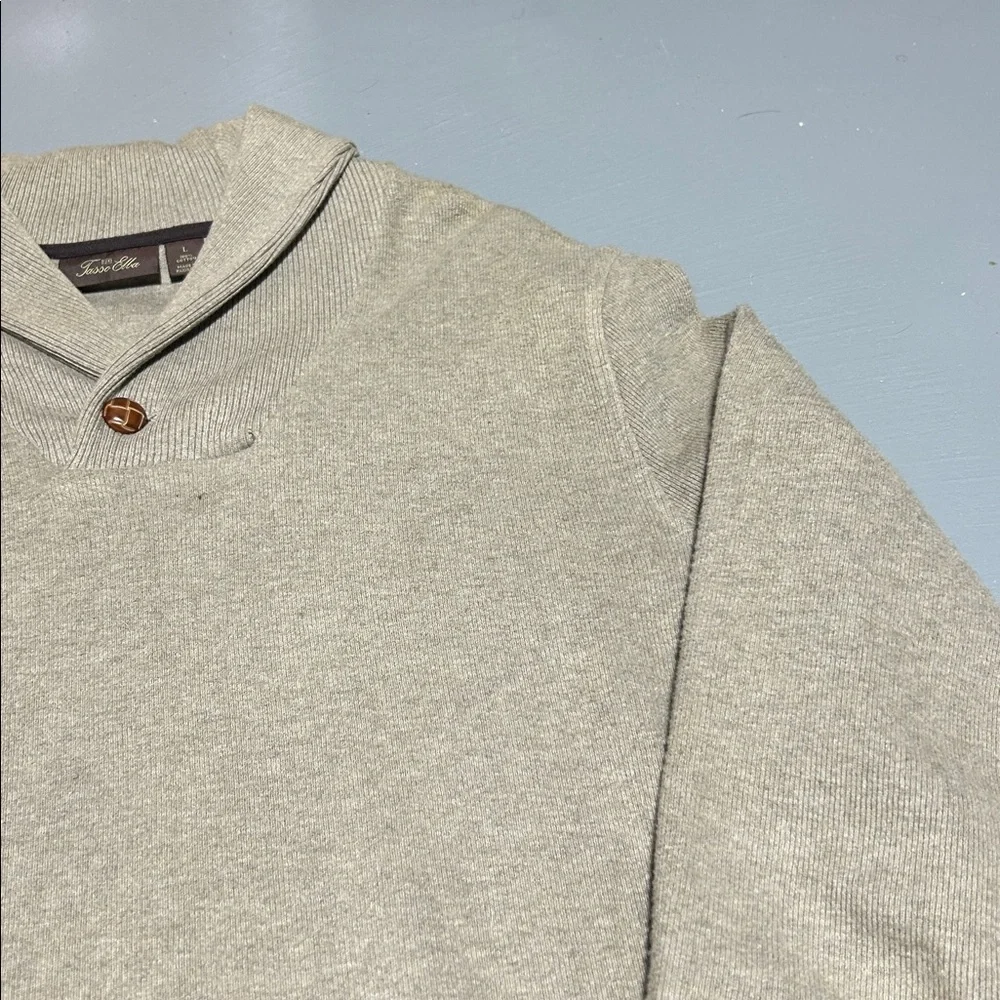 Tasso Elba Premium Collared Taupe Sweater